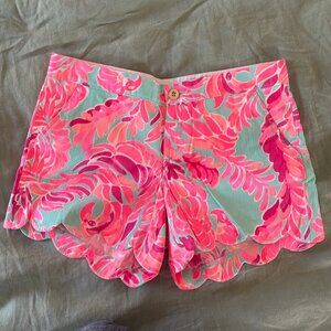 Lilly Pulitzer 5" Scalloped Hem Buttercup Shorts in Love Bird Pattern - Size 6